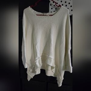 Three Birds Nest Cream Textured Oversized Women's Sweater